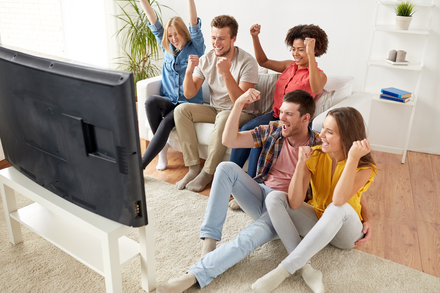 Happy Friends Watching TV